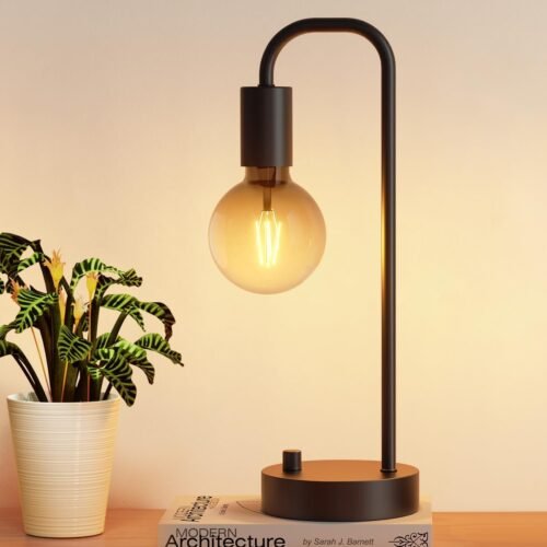 Industrial Table Lamp for Bedroom, Fully Dimmable Modern Bedside Lamps with 2700K Warm Light Bulb for Kids Reading, Minimalist Nightstand Lamps for Living Room, Office (Bulb Included)
