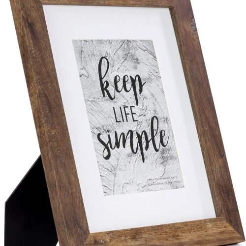 8x10 Picture Frame Rotten Brown, Wooden Frame with white mat, For Tabletop and Wall Mounting Display for Home, Office,Gallery,Holiday with Photos, Posters