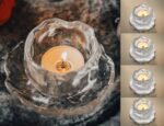 Set of 4 Handcrafted Lead-Free Crystal Glass Tealight Candle Holders with Tray - Perfect for Wedding Centerpieces, Party Decor, and Home Decor (Clear)