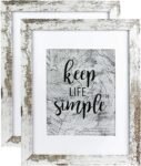 11x14 Picture Frame Rotten White 2 Pcs in 1 set 11x14 Frame can Display 8x10 Picture with Mat or 11x14 Without Mat on the Wall
