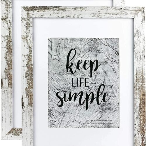 11x14 Picture Frame Rotten White 2 Pcs in 1 set 11x14 Frame can Display 8x10 Picture with Mat or 11x14 Without Mat on the Wall
